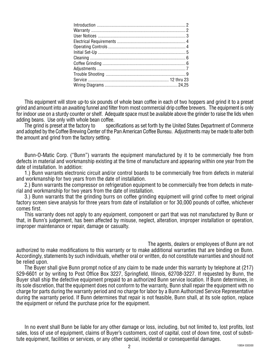 Bunn WDG-2 User Manual | Page 2 / 28