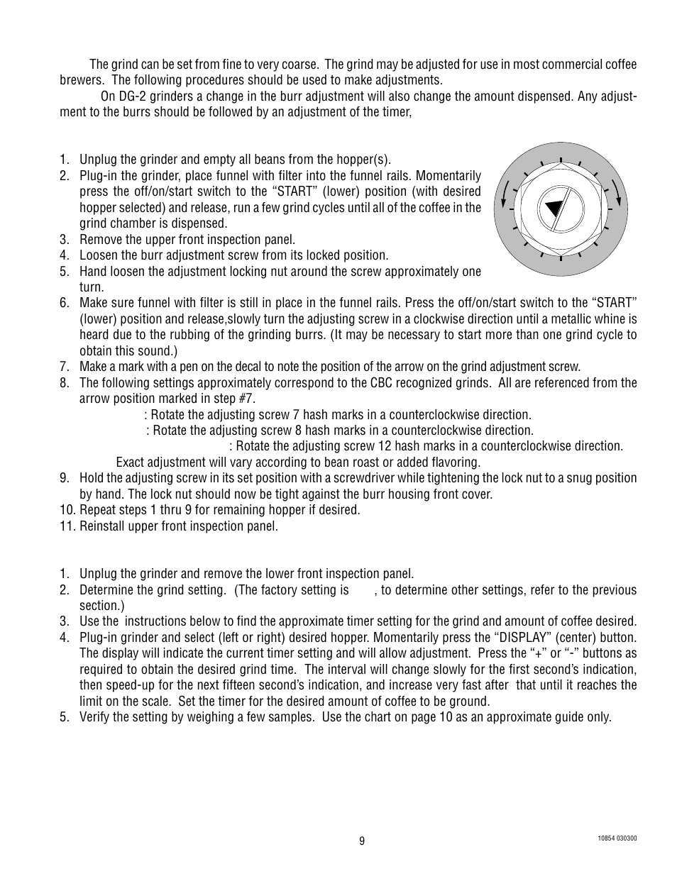 Adjustments | Bunn WDG-2 User Manual | Page 9 / 28