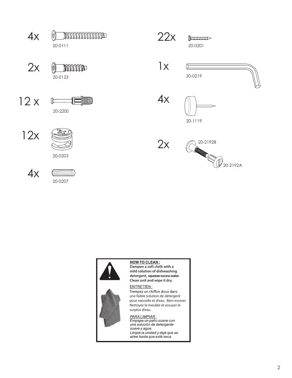 4x 2x, 12 x, 12x 22x | Nexera Dixon Collection - Full Size Headboard (325317) User Manual | Page 2 / 9