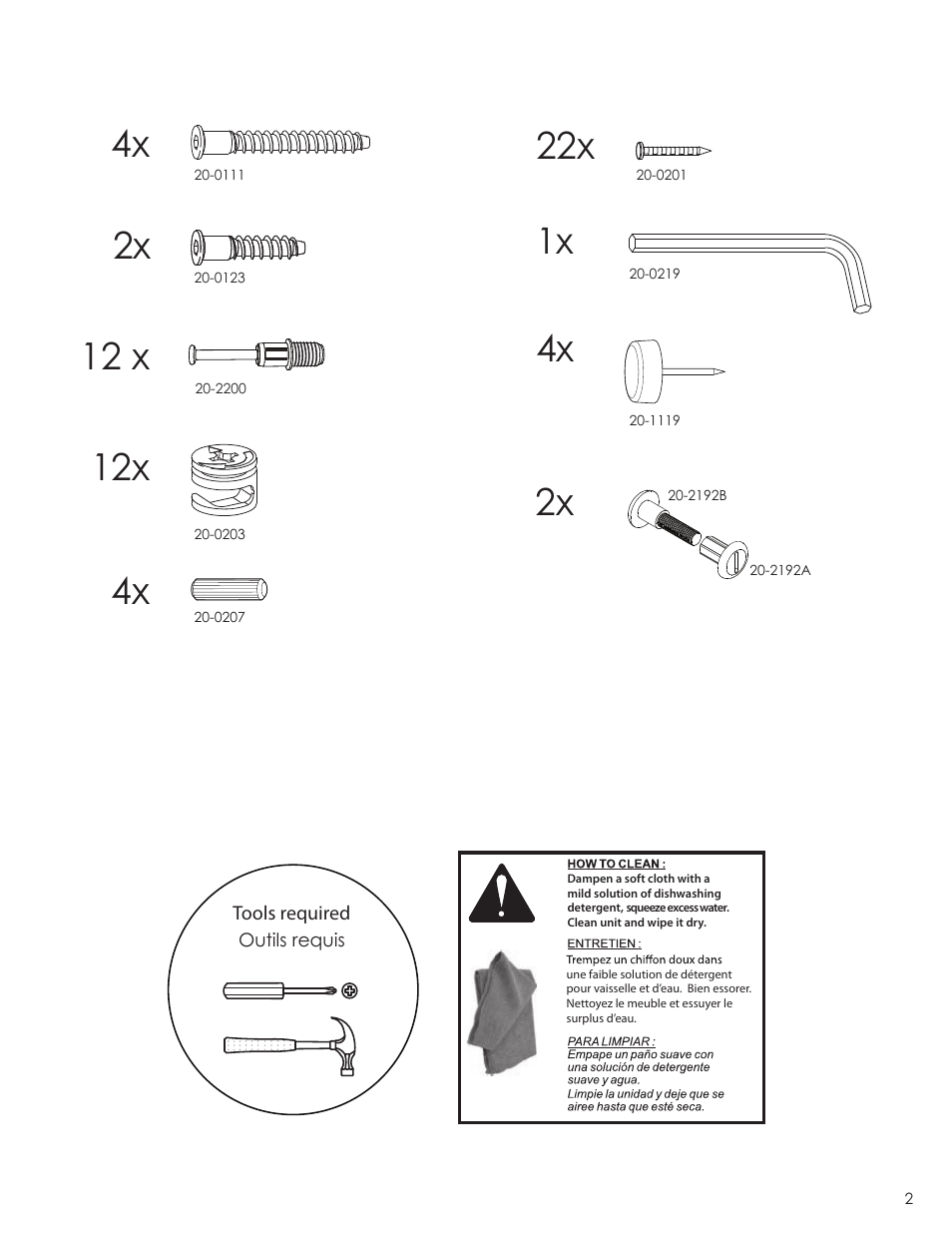 4x 2x, 12 x, 12x 22x | Nexera Dixie Collection - Full Size Headboard (315303) User Manual | Page 2 / 9