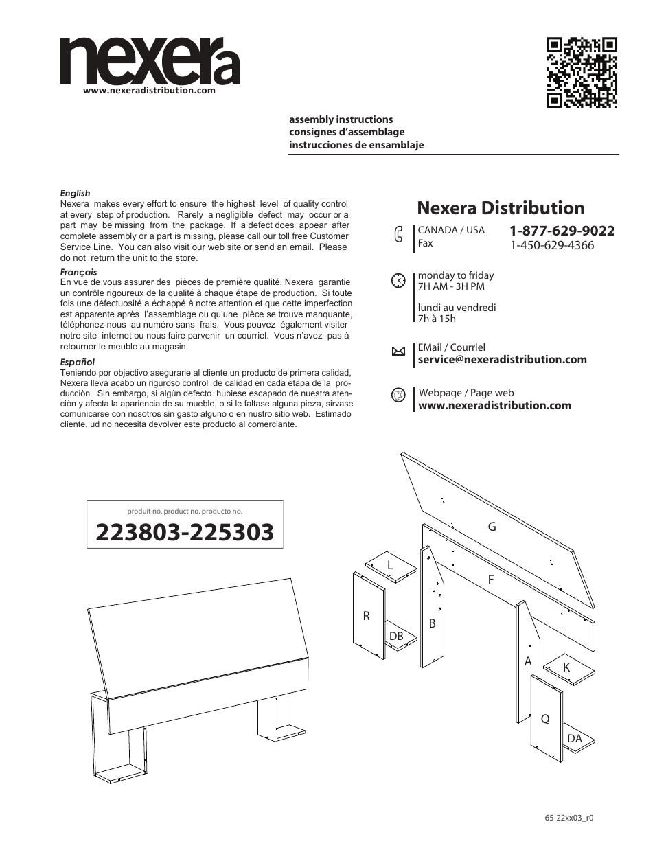 Nexera Blvd Collection - Twin Size Headboard (223803) User Manual | 7 pages