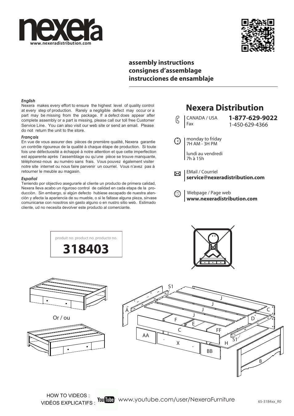Nexera Dixie Collection - Full Size Bed (318403) User Manual | 13 pages