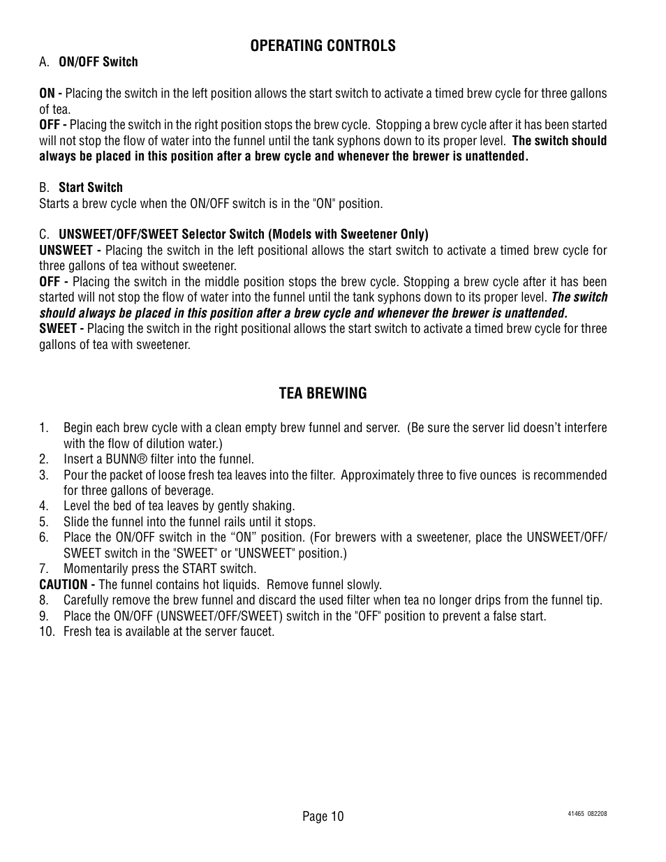 Bunn TB3Q User Manual | Page 10 / 11