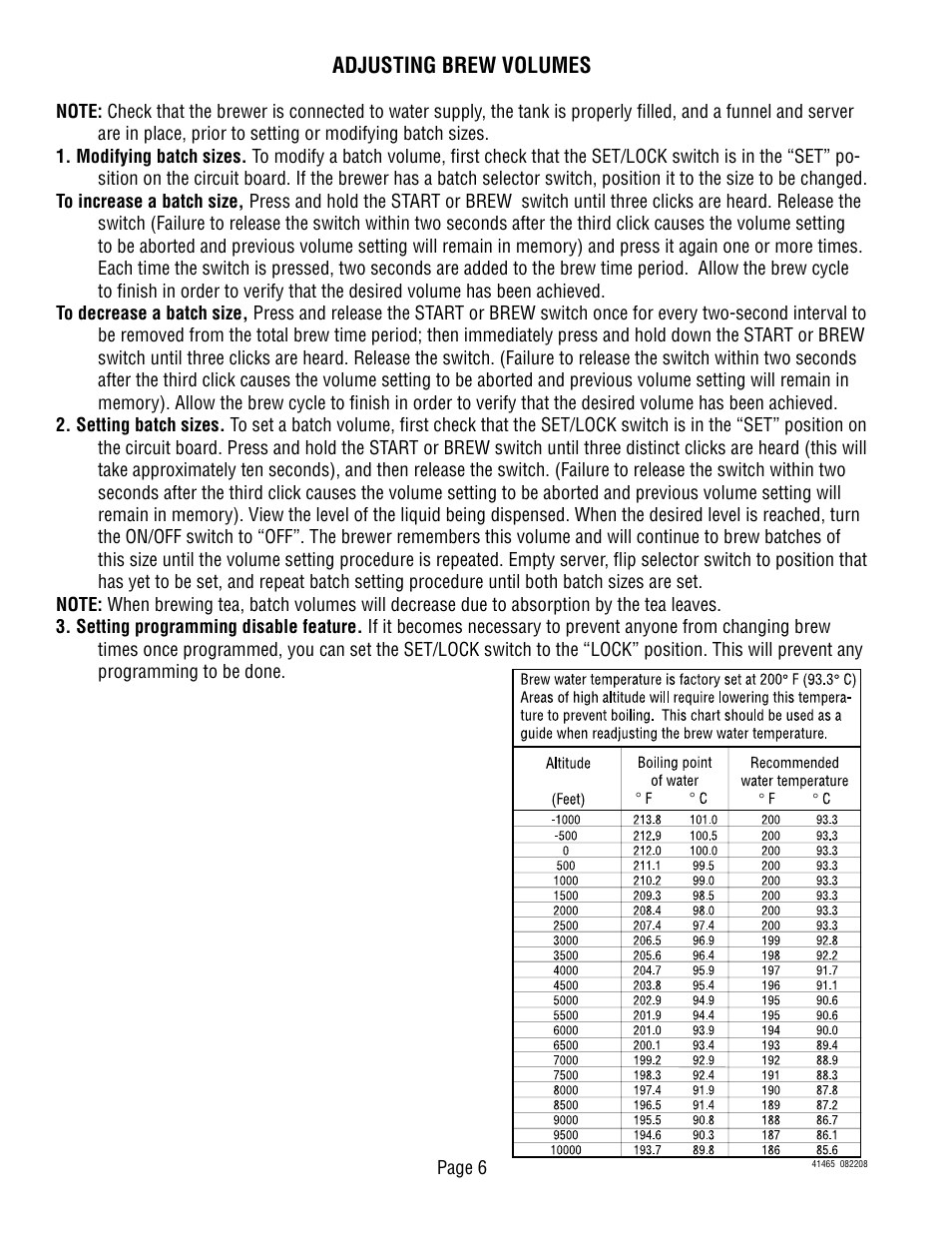 Adjusting brew volumes | Bunn TB3Q User Manual | Page 6 / 11