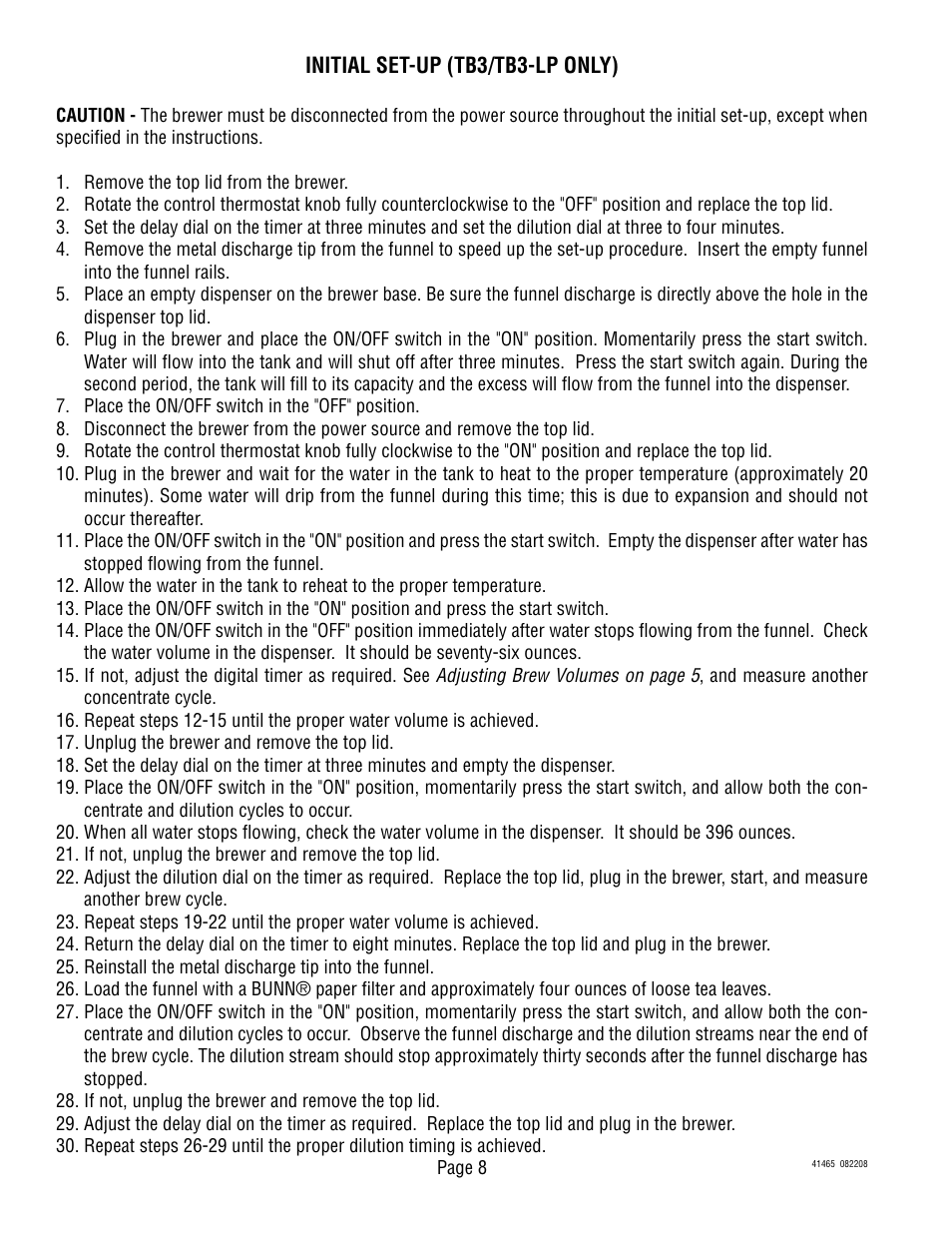 Bunn TB3Q User Manual | Page 8 / 11