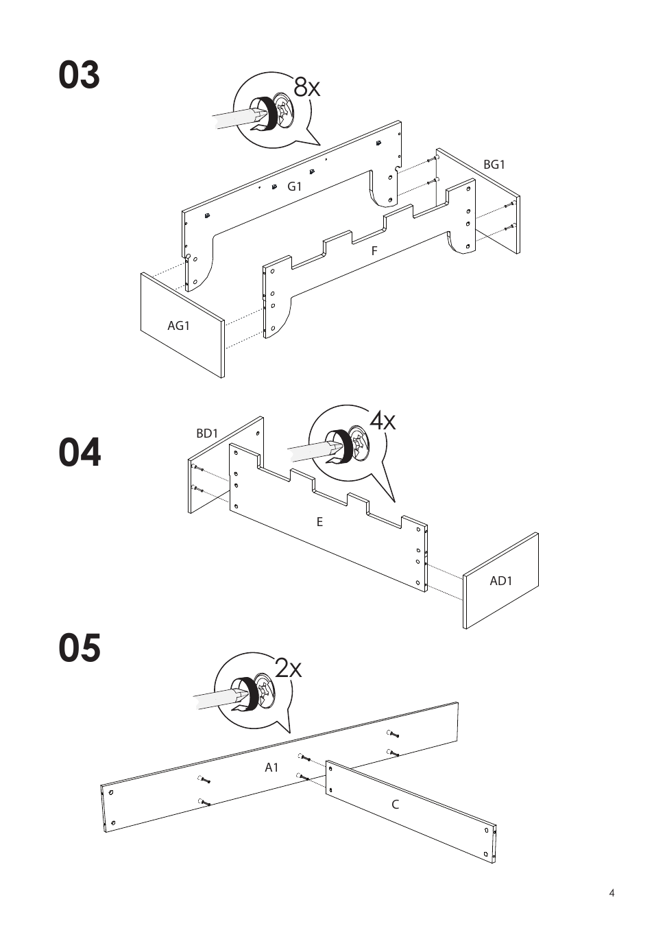 4x 2x | Nexera Dixon Collection - Full Size Bed (325417) User Manual | Page 4 / 12