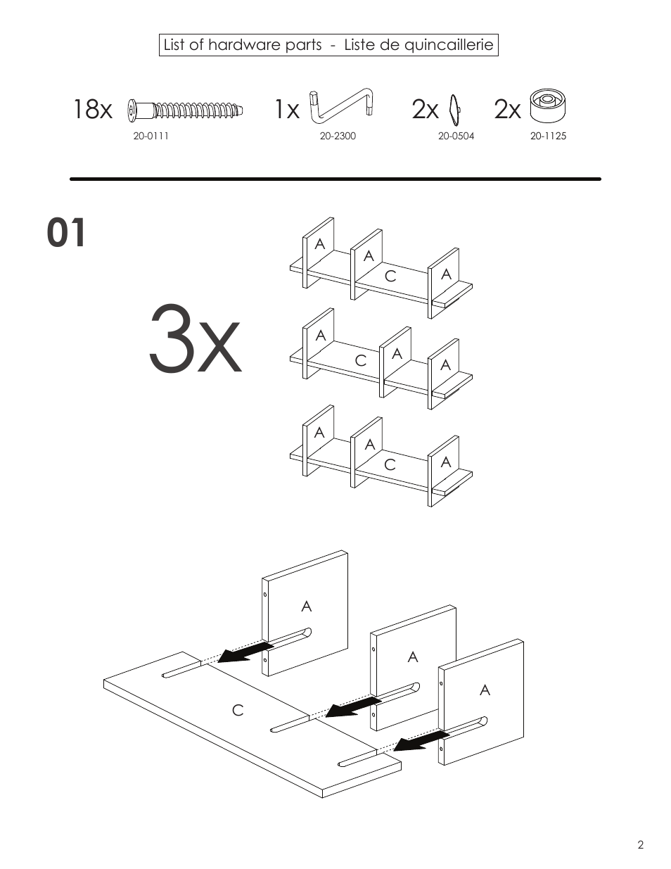 1x 18x | Nexera Allure Collection - Bookcase Wall Panel (225530) User Manual | Page 2 / 6