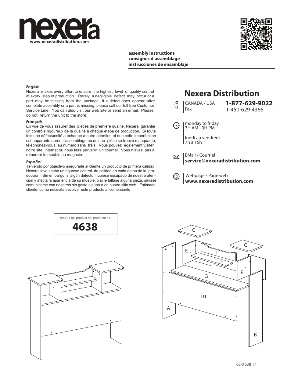 Nexera Pocono Collection - Twin Size Headboard (4638) User Manual | 9 pages