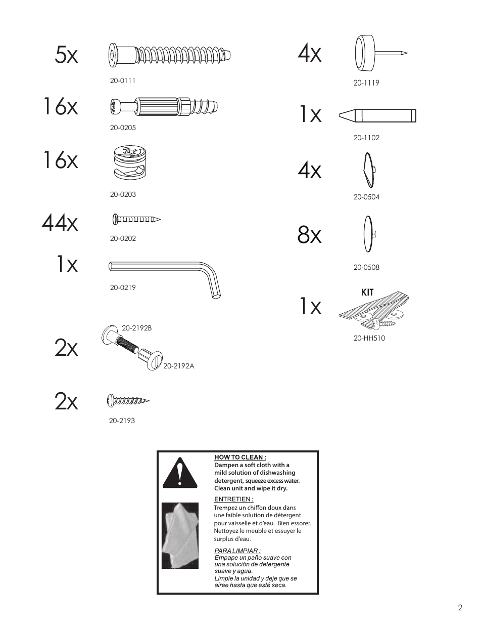 44x 1x | Nexera Pocono Collection - Twin Size Headboard (4638) User Manual | Page 2 / 9