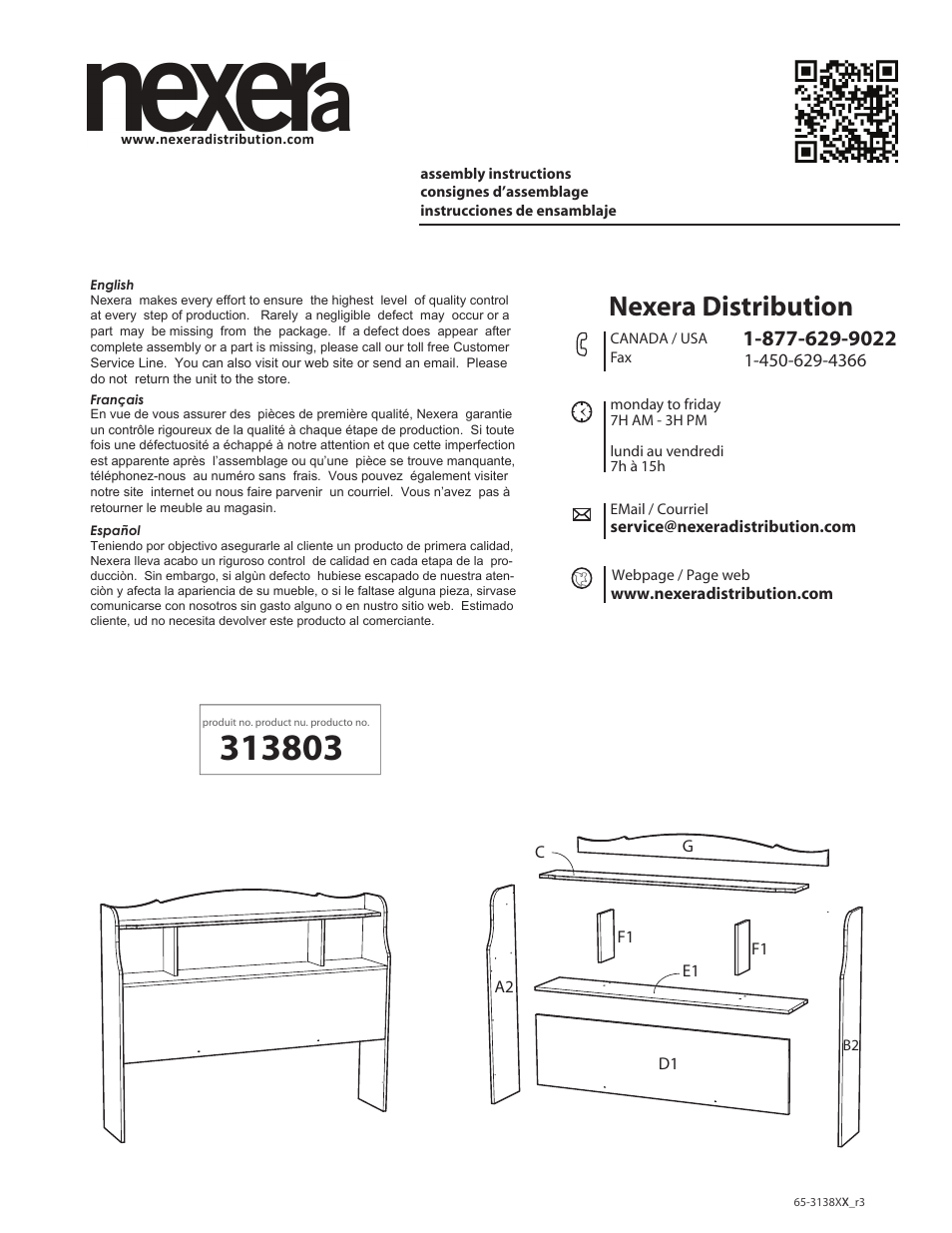 Nexera Dixie Collection - Twin Size Headboard (313803) User Manual | 9 pages