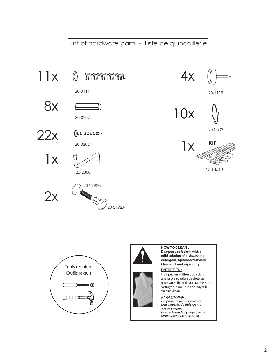 22x 1x | Nexera Vichy Collection - Twin Size Headboard (3638) User Manual | Page 2 / 8