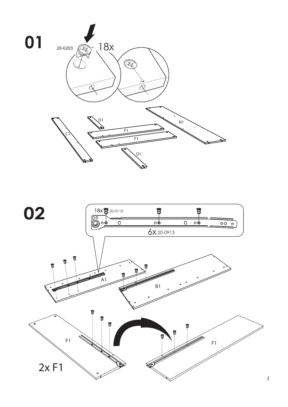 2x f1 | Nexera Alegria Collection - Twin Size Storage Bed (5600) User Manual | Page 3 / 10