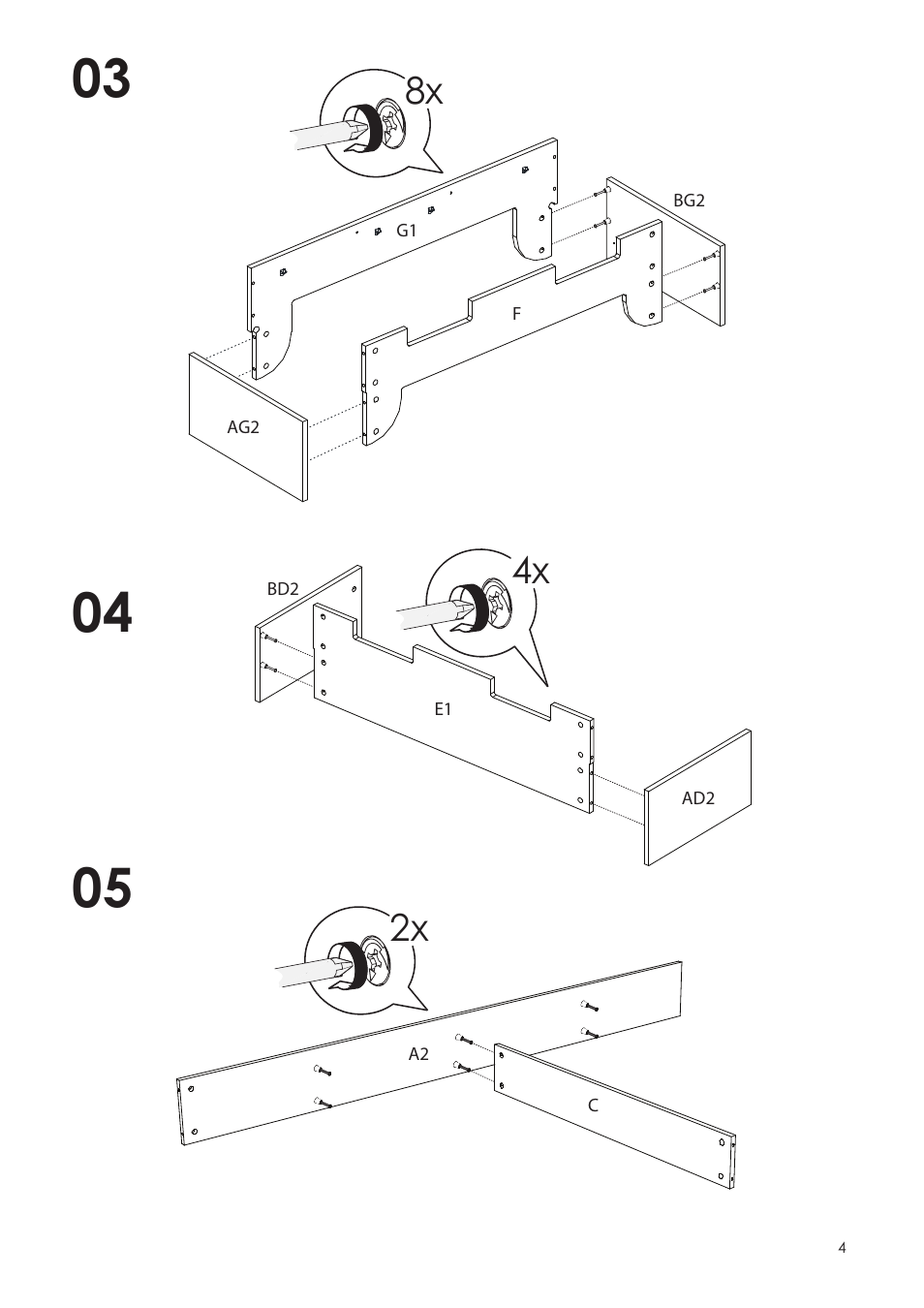 4x 2x | Nexera Dixie Collection - Twin Size Bed (313903) User Manual | Page 4 / 12
