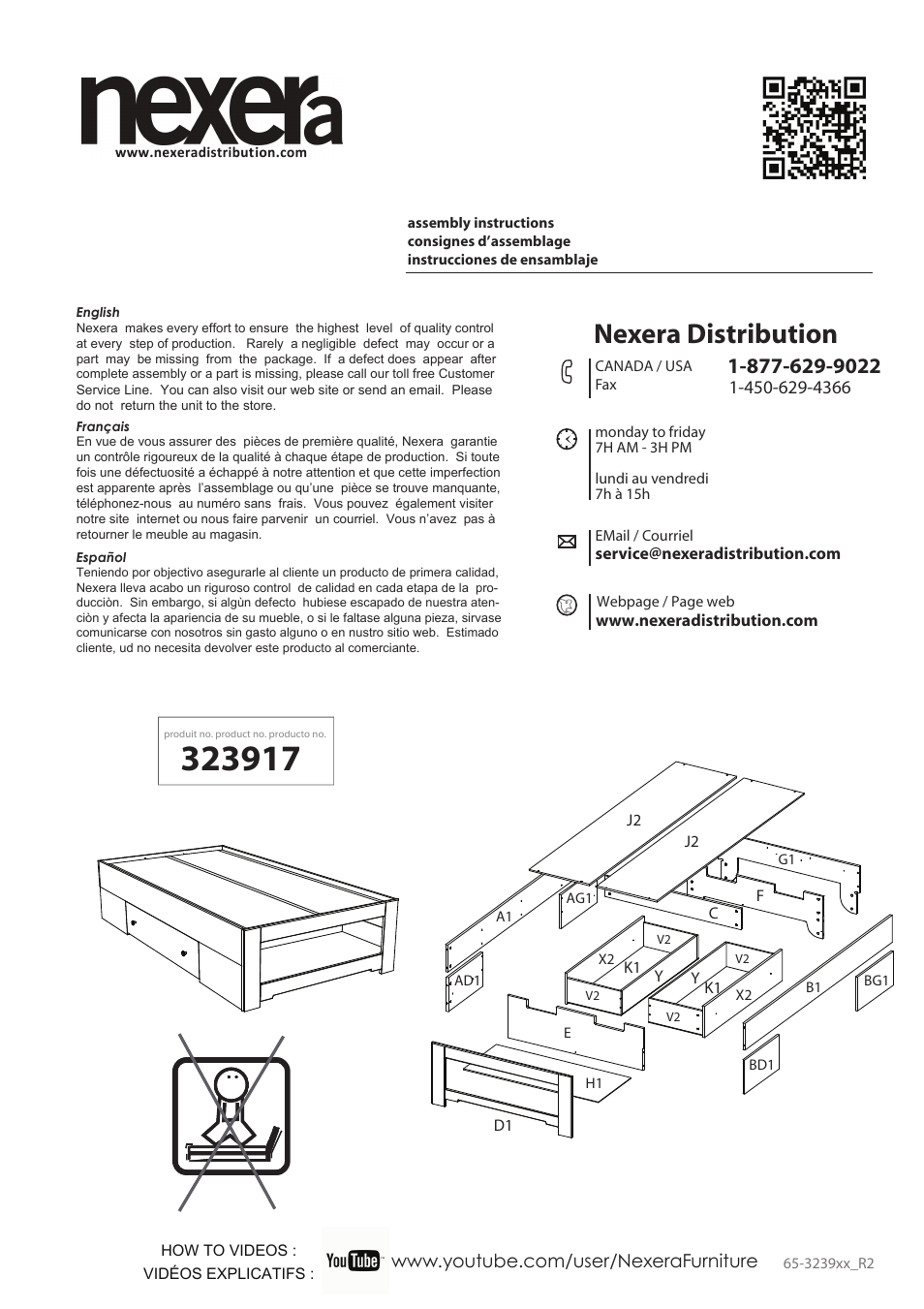 Nexera Dixon Collection - Twin Size Bed (323917) User Manual | 12 pages