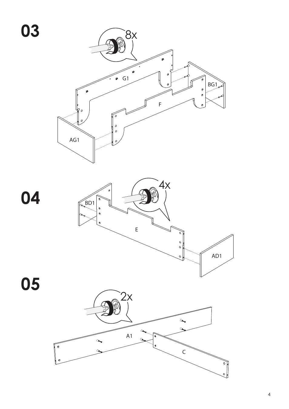 4x 2x | Nexera Dixon Collection - Twin Size Bed (323917) User Manual | Page 4 / 12
