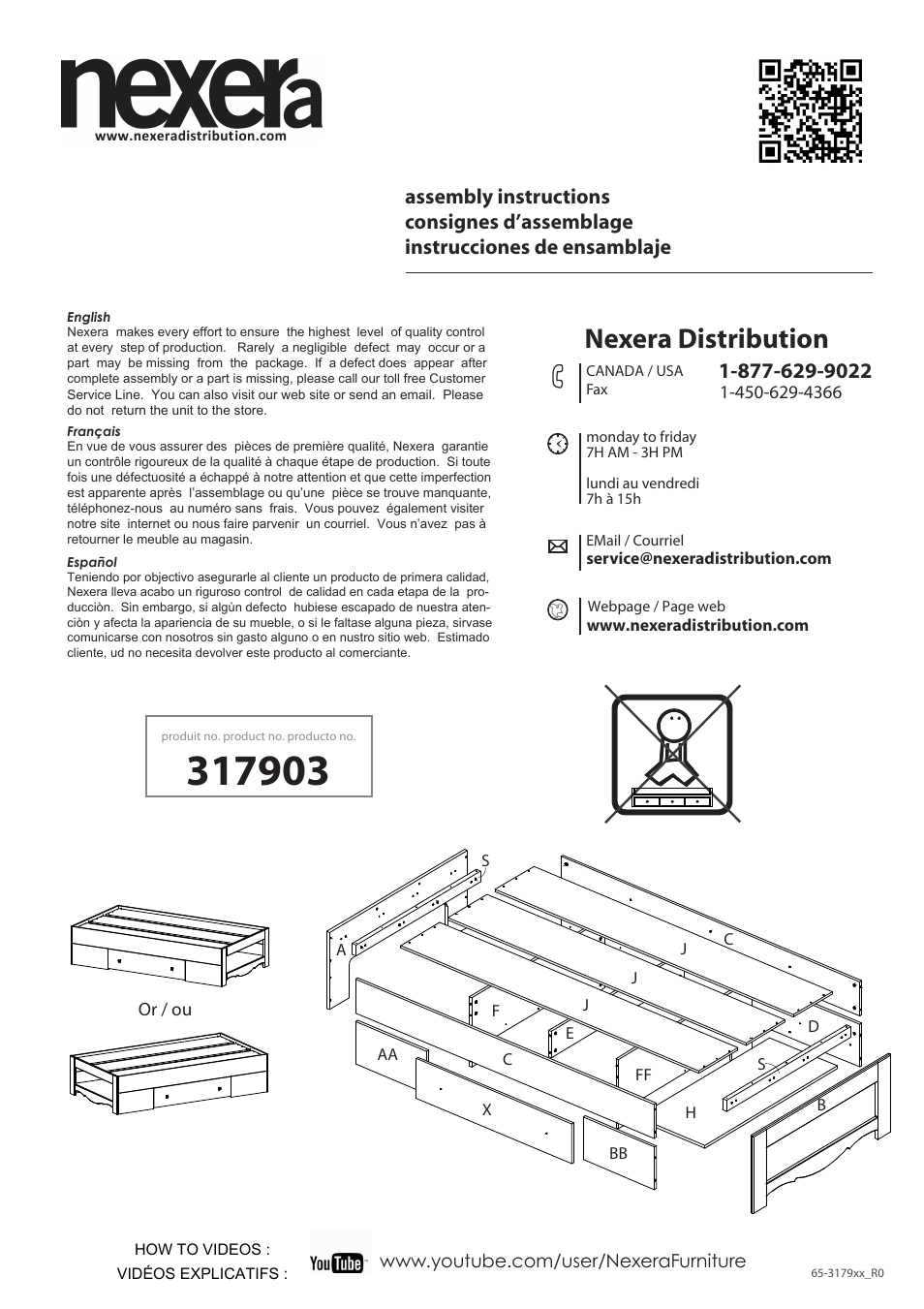 Nexera Dixie Collection - Twin Size Bed (317903) User Manual | 13 pages
