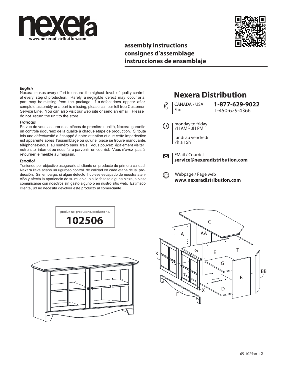 Nexera Pinnacle Collection - Corner TV Stand (102506) User Manual | 9 pages