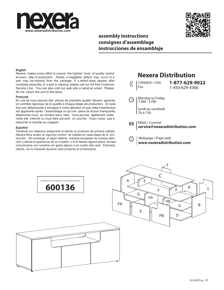 Nexera Next Collection - 60-inch TV Stand (600136) User Manual | 11 pages