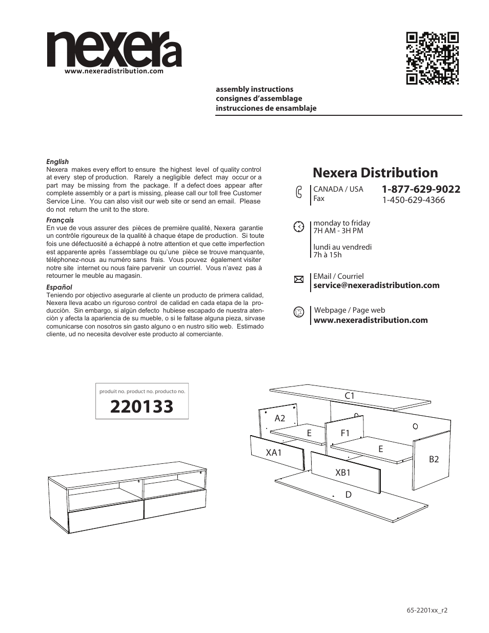 Nexera Allure Collection - 60-inch TV Stand (220133) User Manual | 8 pages