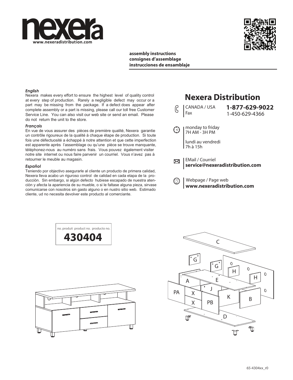 Nexera Element Collection - 56-inch TV Stand (430404) User Manual | 12 pages
