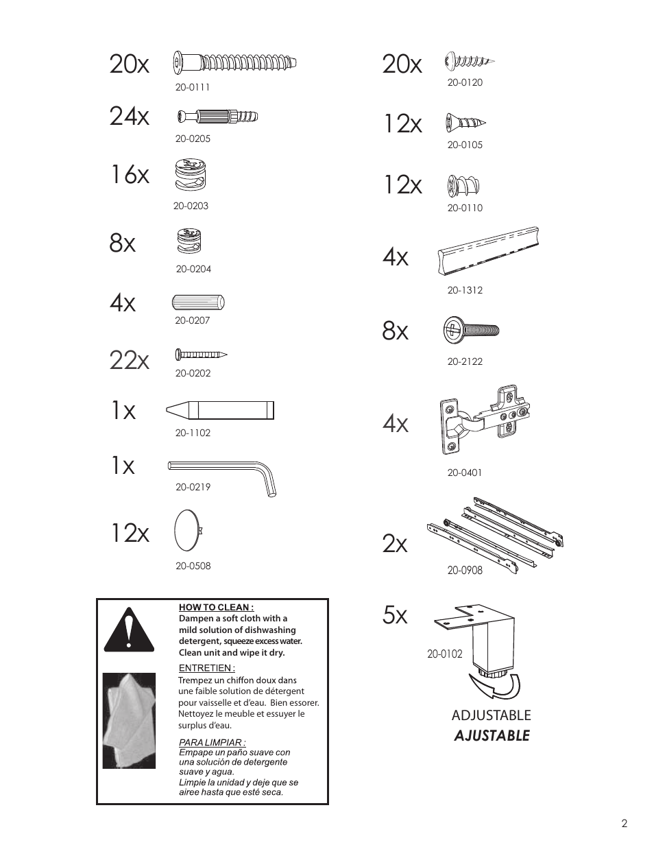 8x 12x, 16x 22x | Nexera Element Collection - 56-inch TV Stand (430404) User Manual | Page 2 / 12