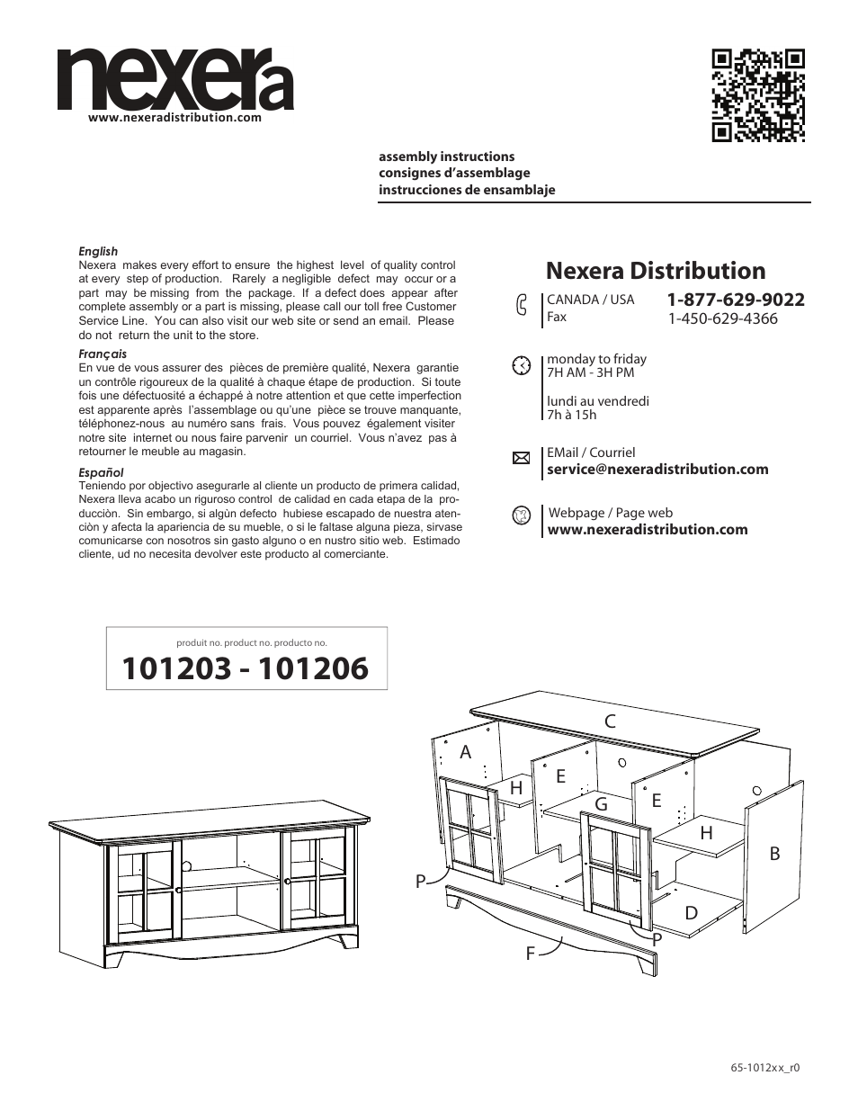Nexera Pinnacle Collection - 56-inch TV Stand (101203) User Manual | 8 pages