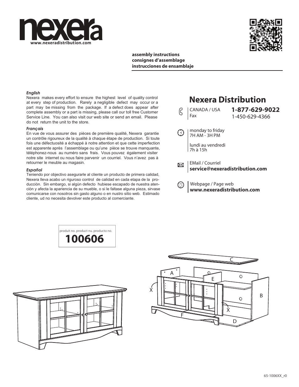 Nexera Pinnacle Collection - 56-inch TV Stand (100606) User Manual | 8 pages