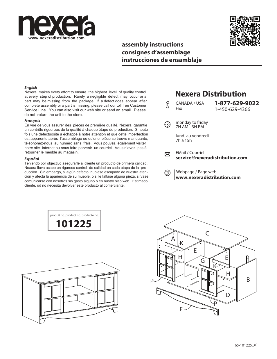 Nexera Pinnacle Collection - 54-inch TV Stand (101225) User Manual | 8 pages