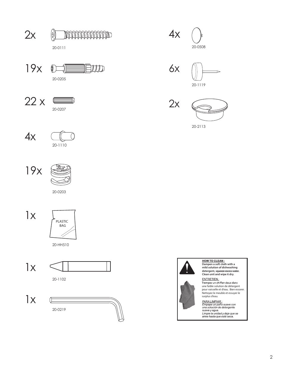 6x 2x | Nexera Pinnacle Collection - 40-inch TV Stand (100206) User Manual | Page 2 / 8