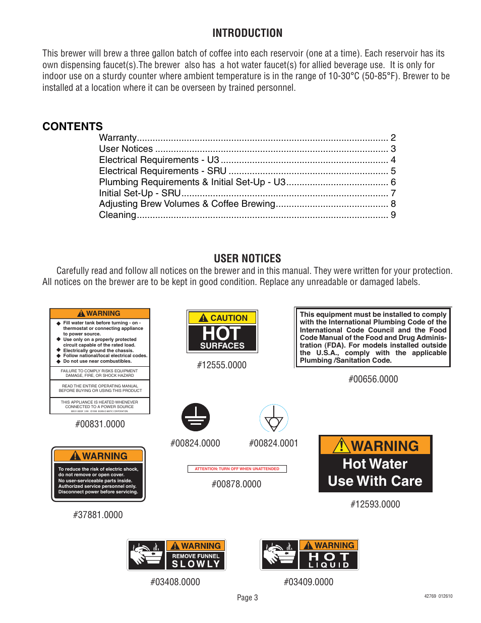 Bunn U3/SRU User Manual | Page 3 / 9