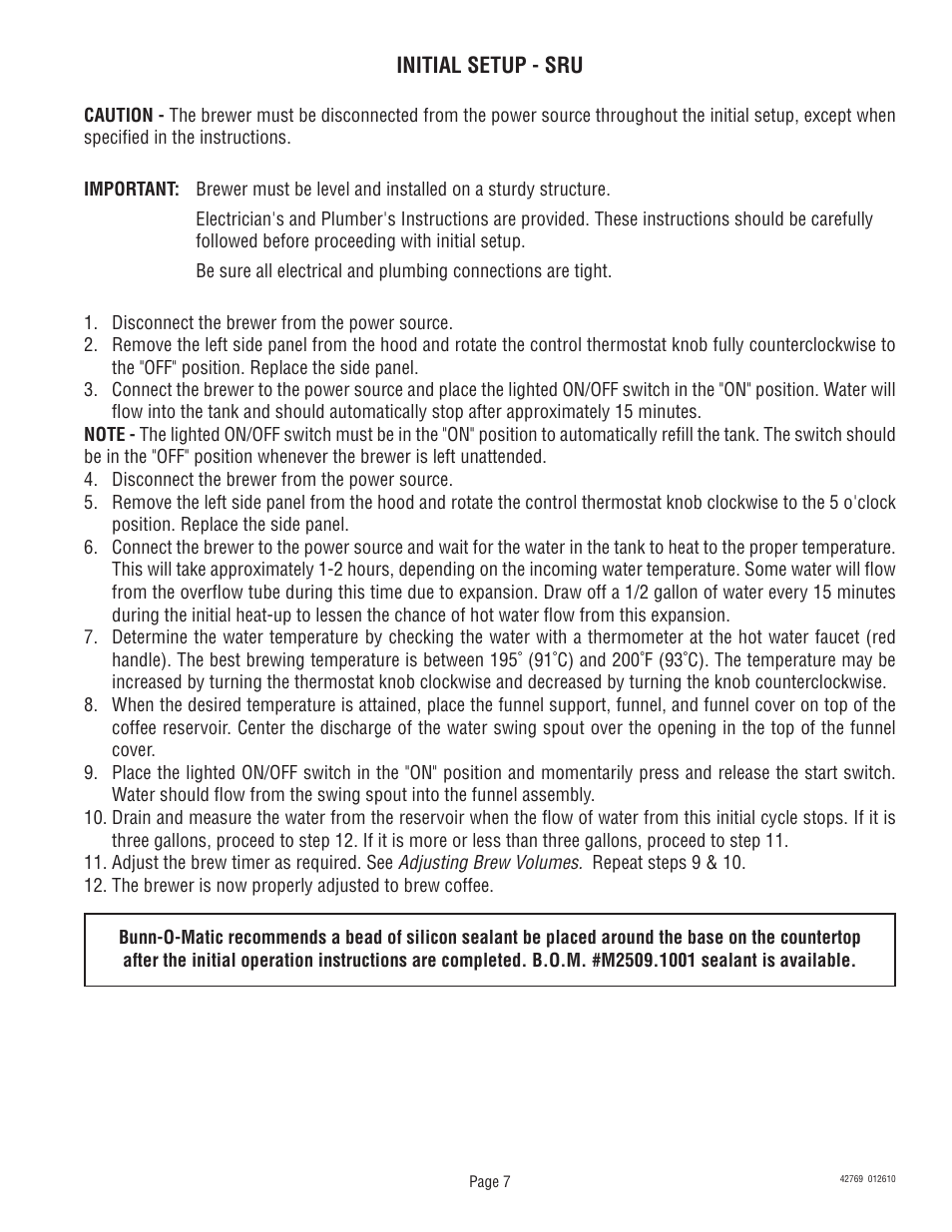 Bunn U3/SRU User Manual | Page 7 / 9