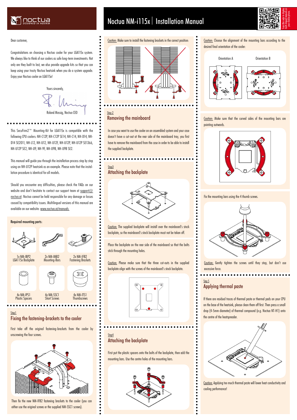 Noctua NM-i115x Mounting-Kit User Manual | 2 pages