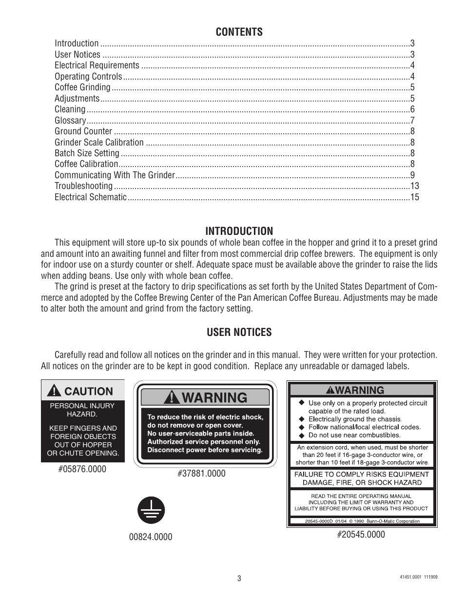 Bunn G9WD-RH User Manual | Page 3 / 15