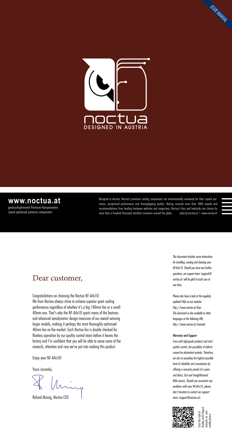 Dear customer | Noctua NF-A4x10 FLX User Manual | Page 2 / 2