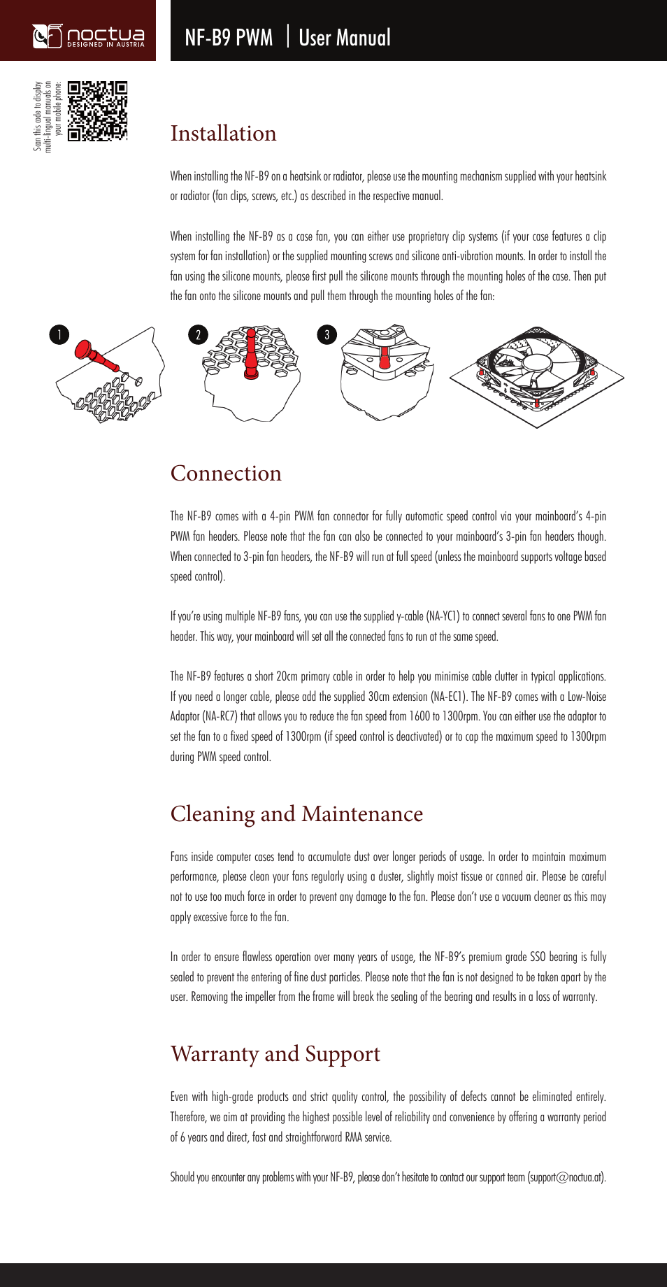 Noctua NF-B9 PWM User Manual | 2 pages