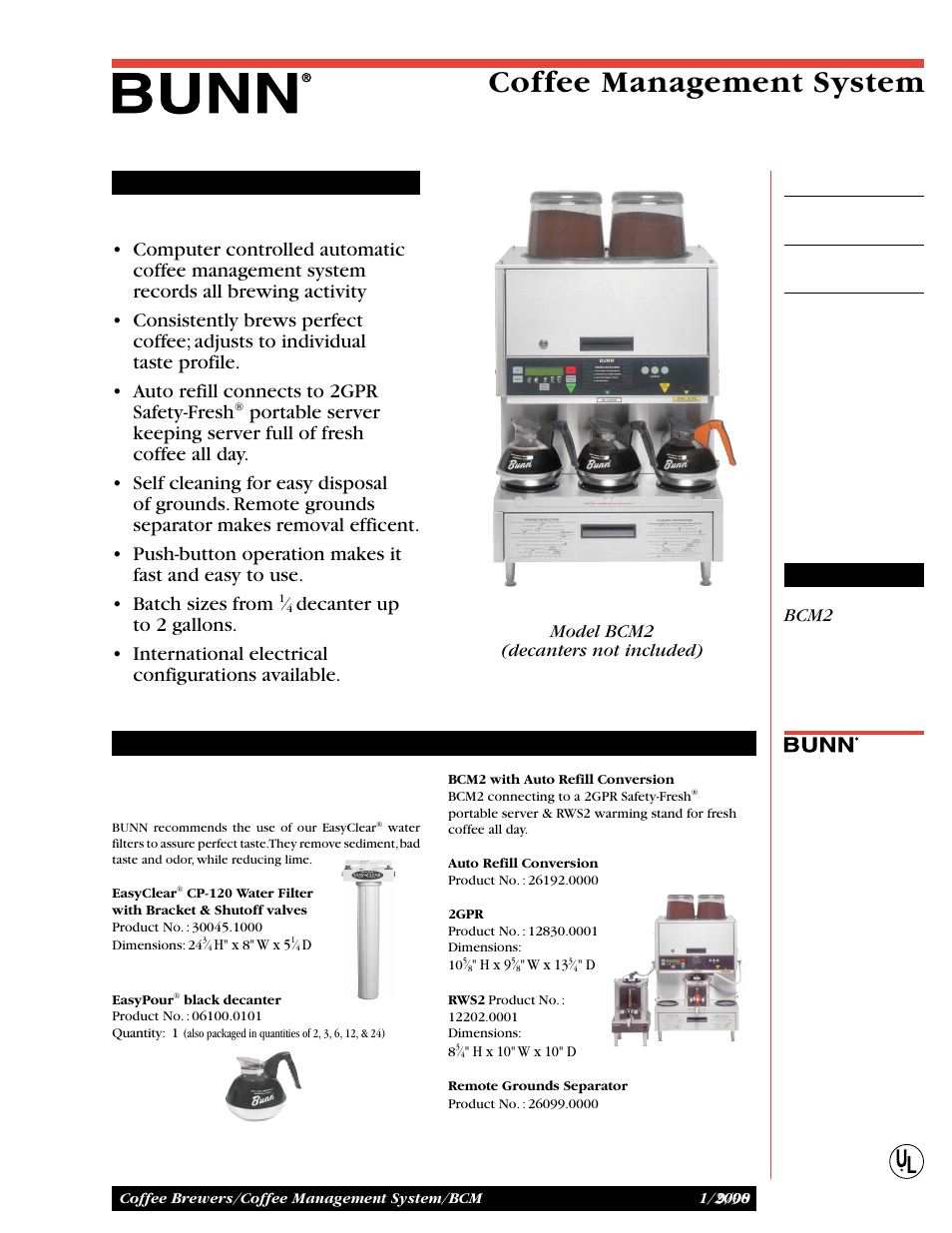 Bunn BCM2 User Manual | 2 pages