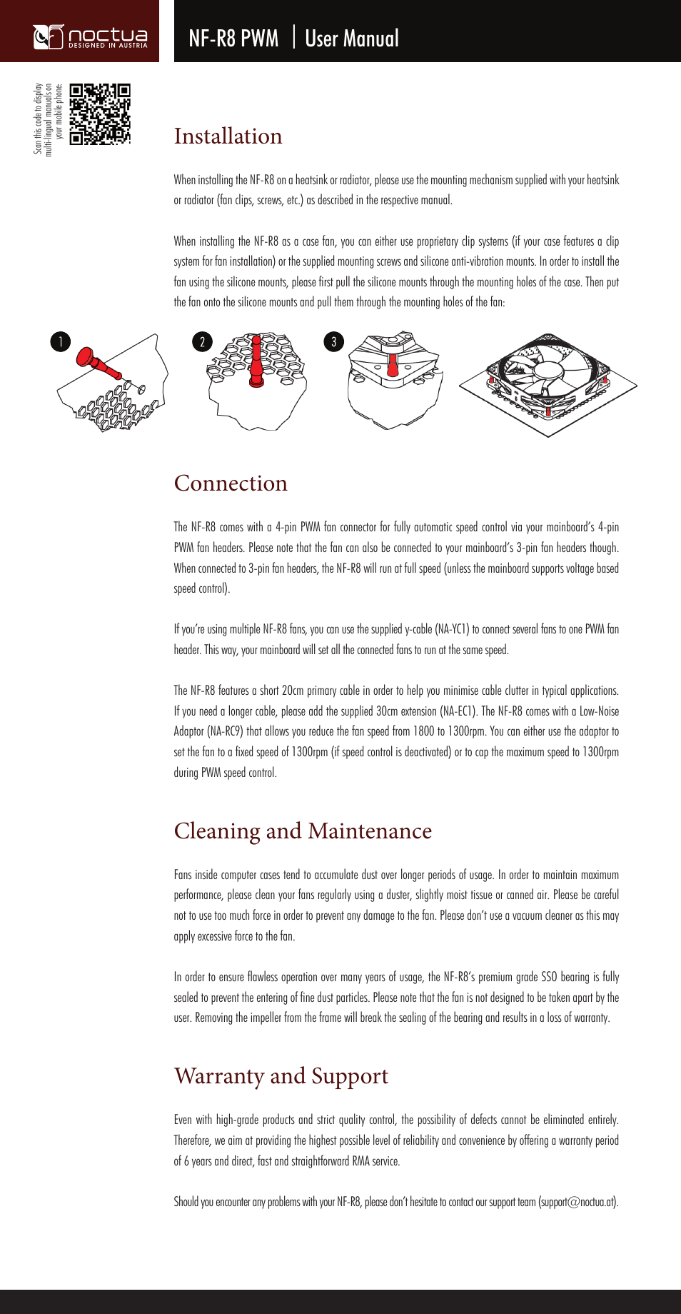 Noctua NF-R8 PWM User Manual | 2 pages