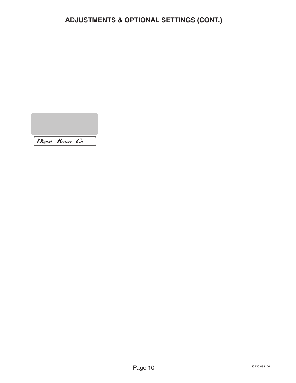 Adjustments & optional settings (cont.) | Bunn Axiom Series User Manual | Page 10 / 26