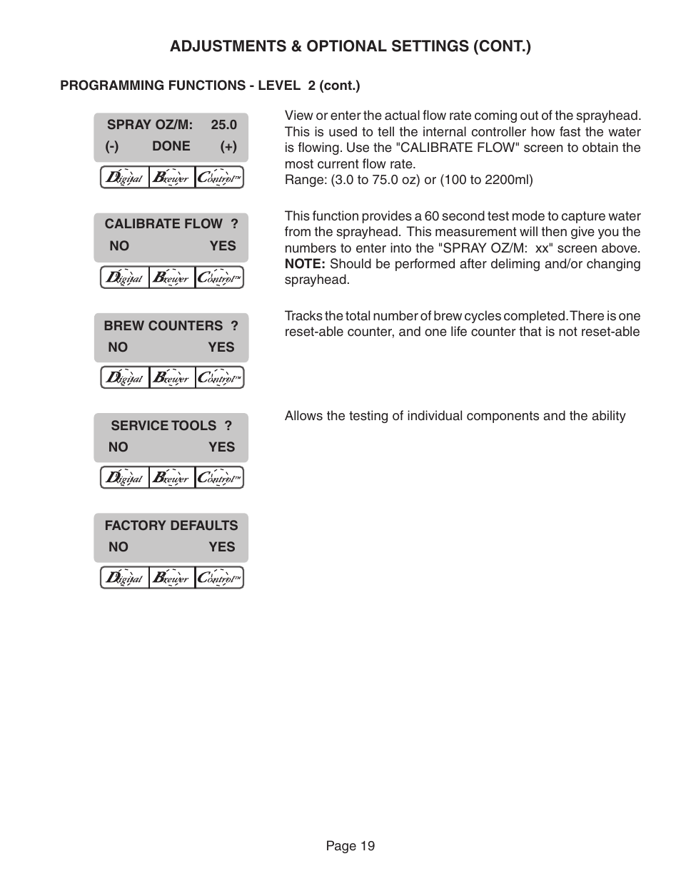 Bunn Axiom Series User Manual | Page 19 / 26