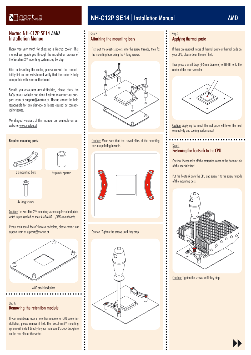 Nh-c12p se14 | installation manual amd, Noctua nh-c12p se14 amd installation manual | Noctua NH-C12P SE14 User Manual | Page 3 / 4