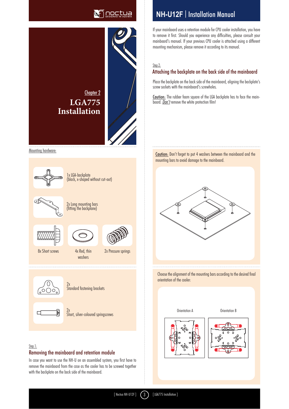 Lga775 installation, Nh-u12f | installation manual | Noctua NH-U9F User Manual | Page 3 / 10