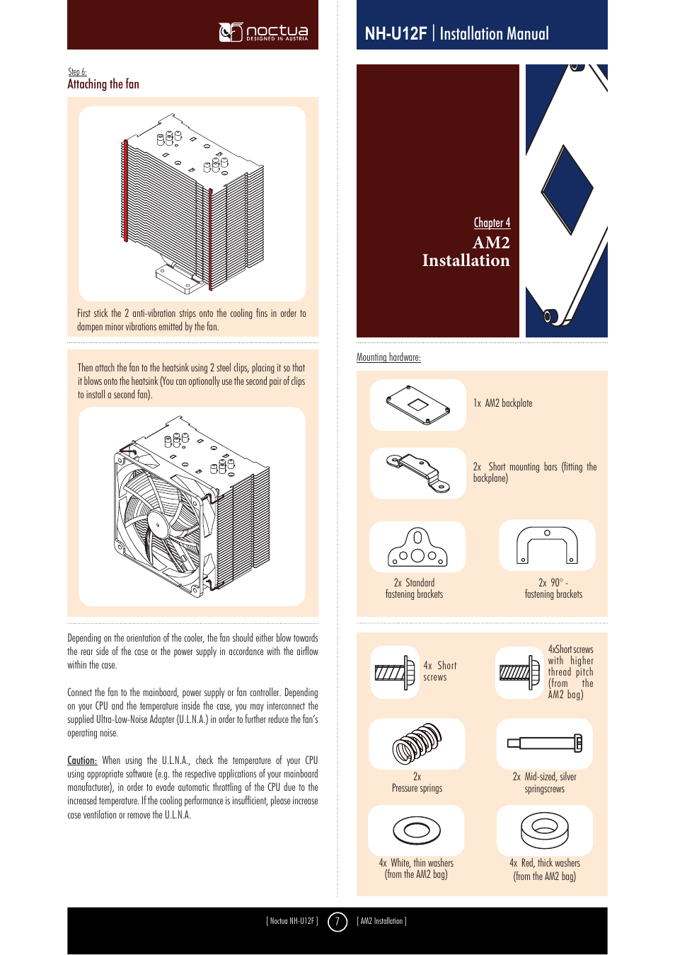 Nh-u12f | installation manual, Am2 installation | Noctua NH-U9F User Manual | Page 7 / 10