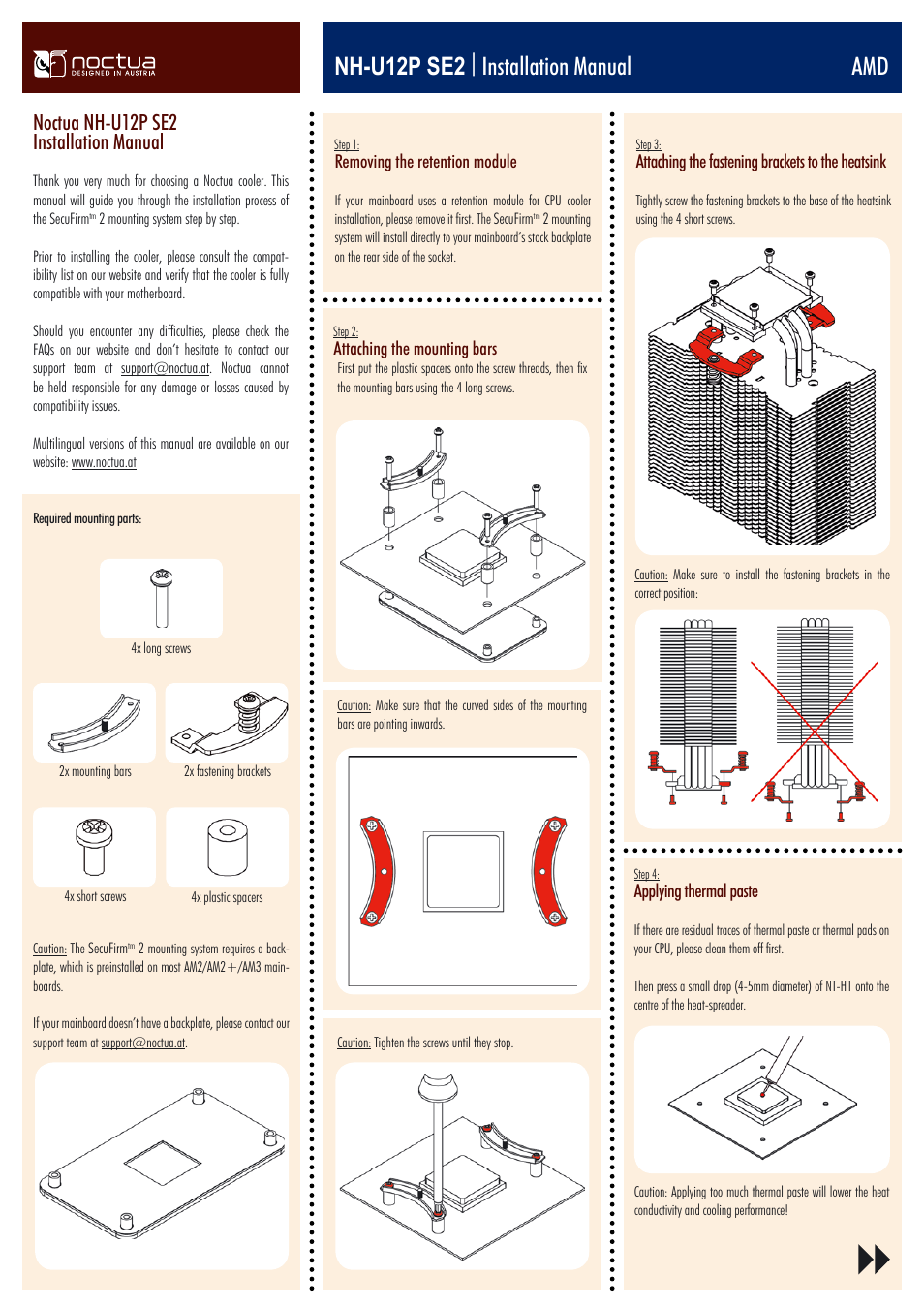 Nh-u12p se2 | installation manual amd, Noctua nh-u12p se2 installation manual | Noctua NH-U12P SE2 User Manual | Page 3 / 4