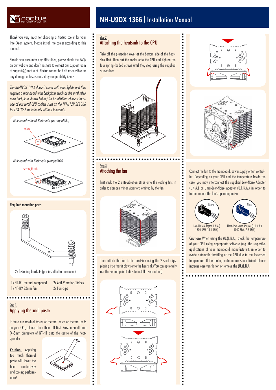 Noctua NH-U9DX 1366 User Manual | 1 page