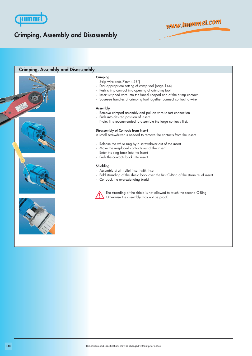 Crimping, assembly and disassembly | Northern Connectors Hummel M40 Circular Power Connectors User Manual | Page 20 / 20