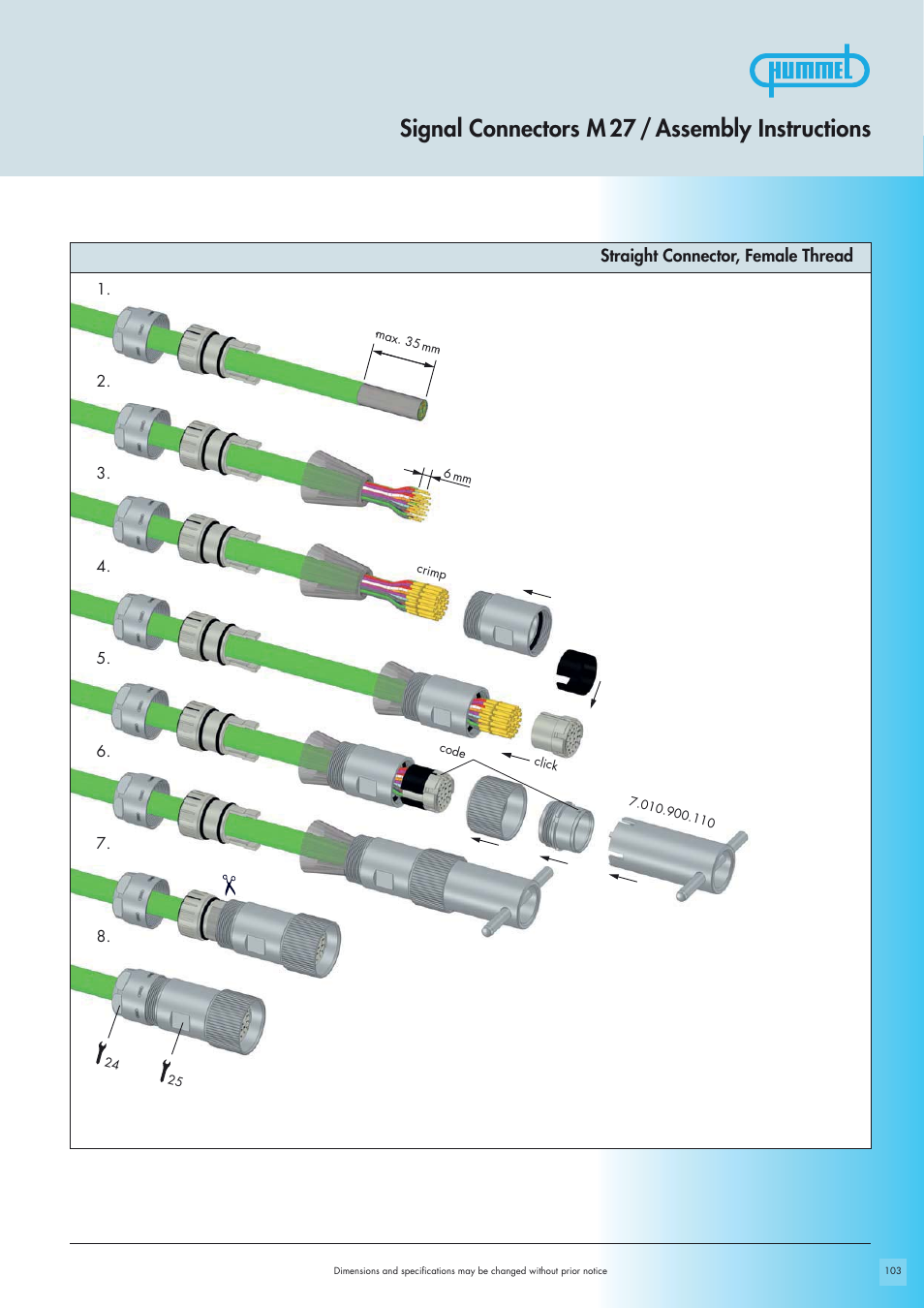 Signal connectors m 27 / assembly instructions | Northern Connectors Hummel M27 Circular Connectors User Manual | Page 9 / 10