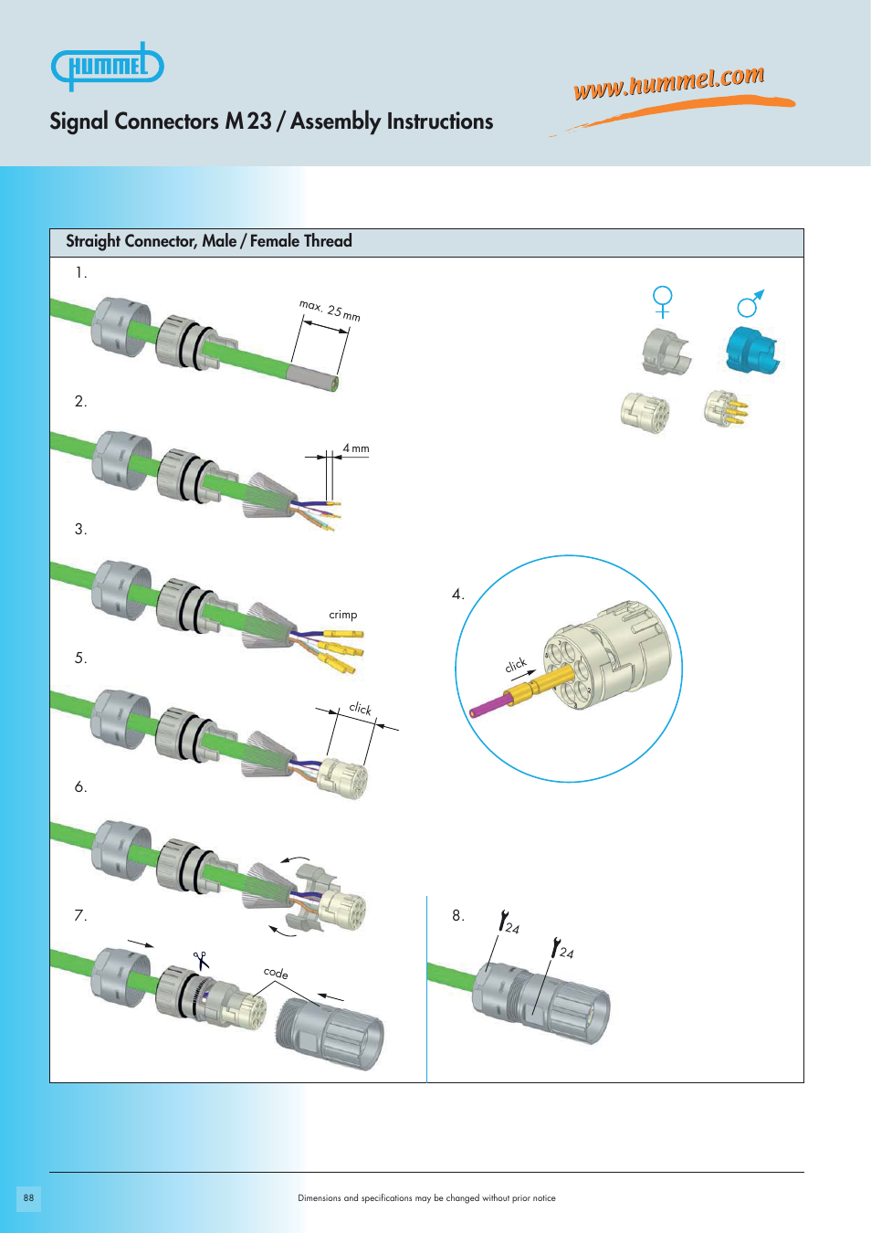 Signal connectors m 23 / assembly instructions | Northern Connectors Hummel M23-Signal - Circular Connectors User Manual | Page 26 / 32