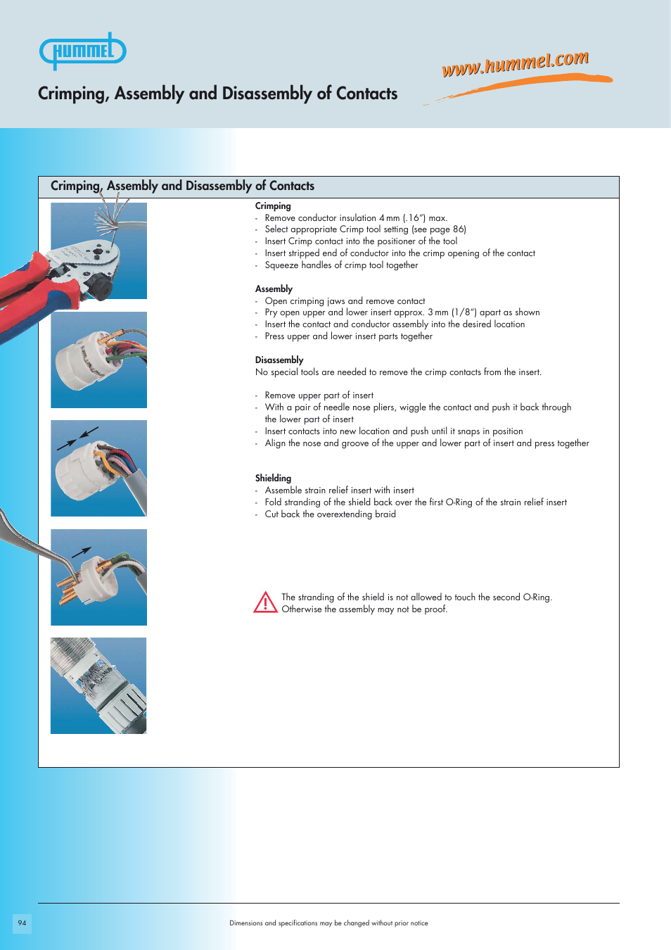 Crimping, assembly and disassembly of contacts | Northern Connectors Hummel M23-Signal - Circular Connectors User Manual | Page 32 / 32