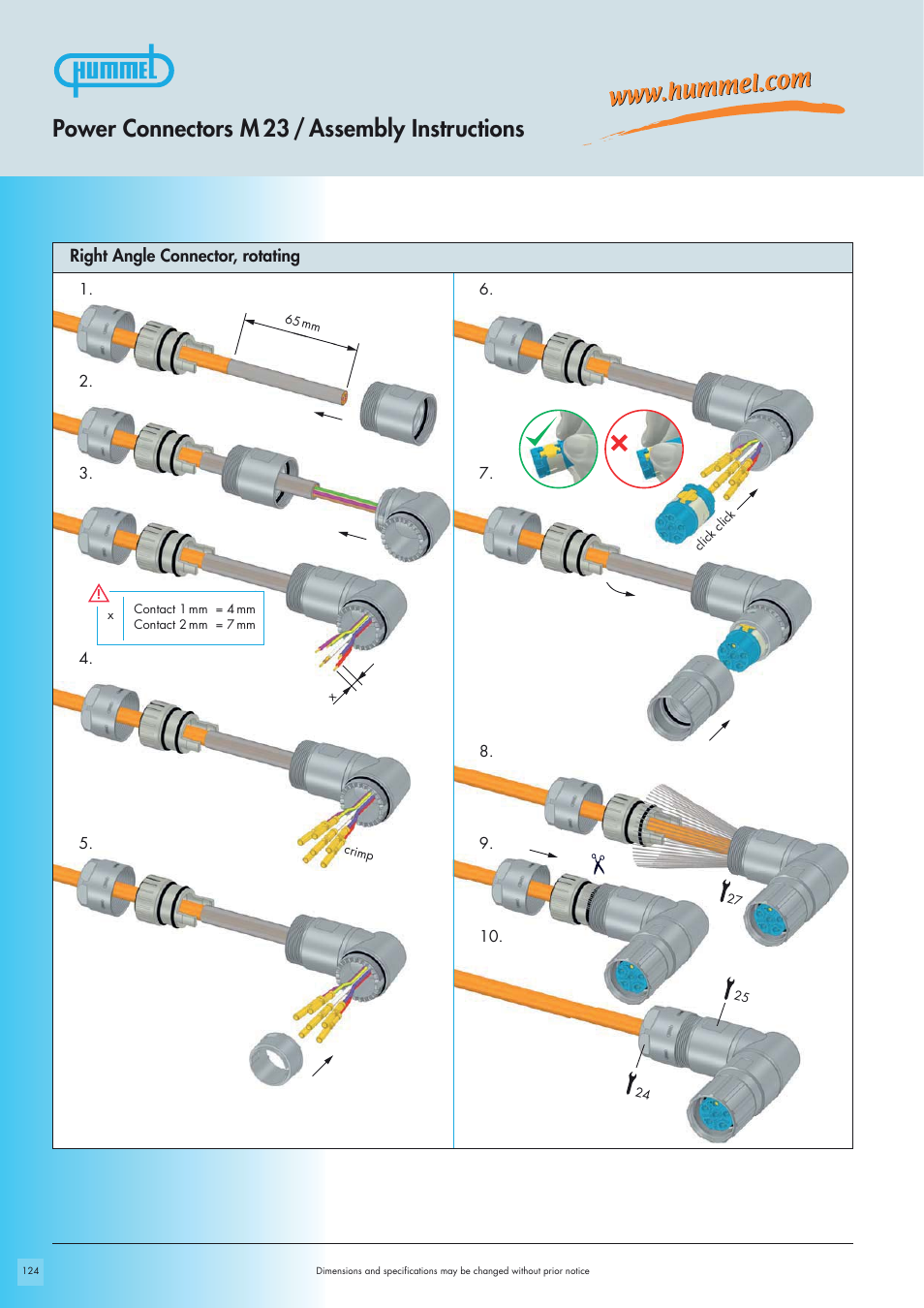 Power connectors m 23 / assembly instructions | Northern Connectors Hummel M23-Power - Circular Connectors User Manual | Page 20 / 24