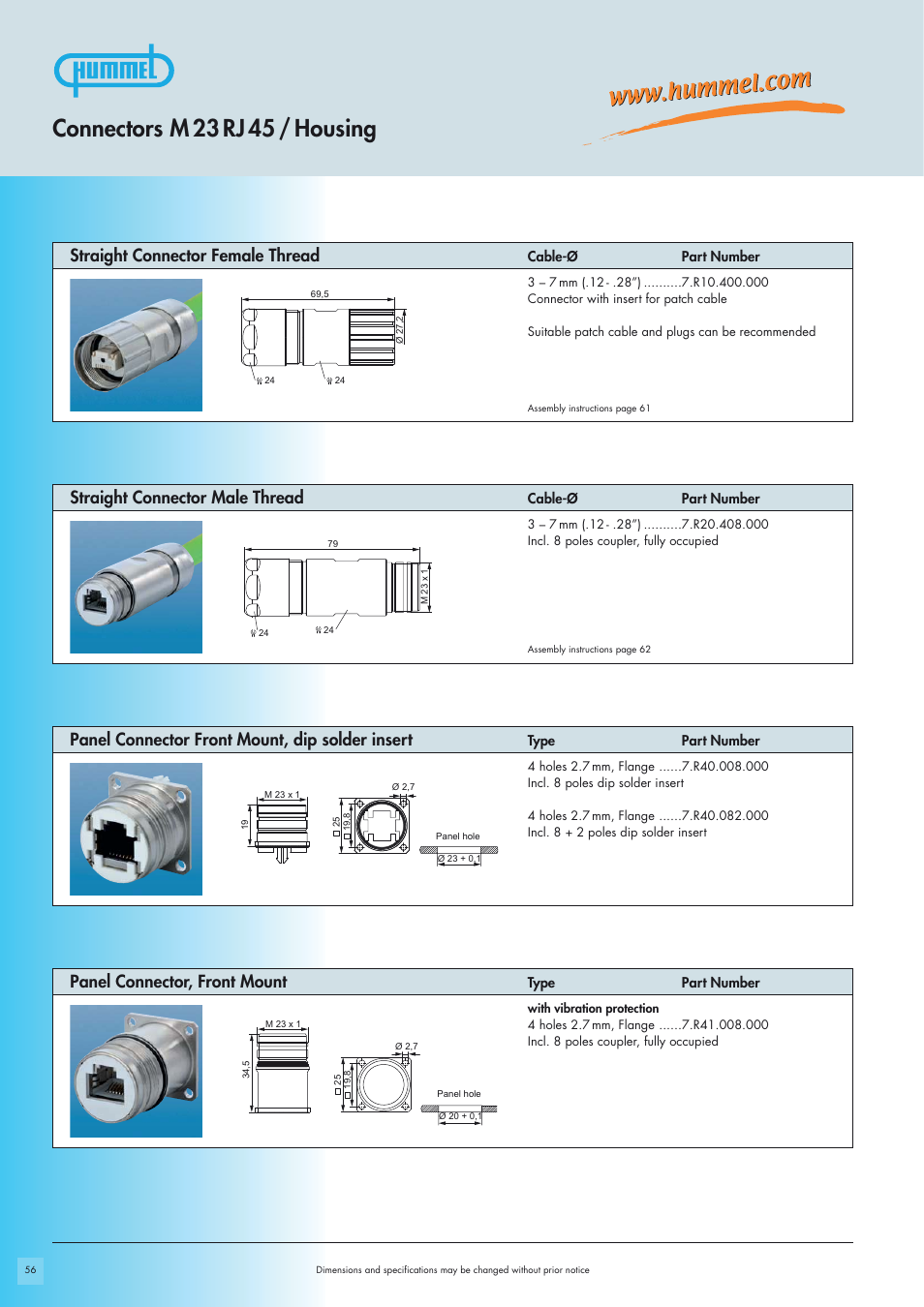 Connectors m 23 rj 45 / housing | Northern Connectors Hummel M23 RJ45 Circular Connectors User Manual | Page 4 / 10